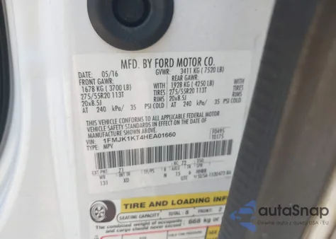 2017 Ford Expedition El Limited from USA, damaged, VIN 1FMJK1KT4HEA01660